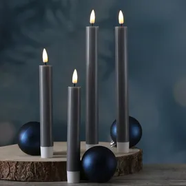 Deluxe Homeart Mia LED Stabkerzen 24 cm grau 2 St.