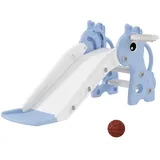 aiyaplay Kinderrutsche mit Basketballkorb 106 x 51,5 x 52 cm Blau