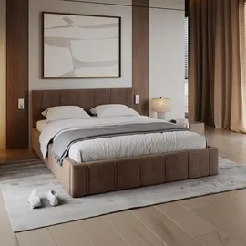 Fdm Polsterbett braun Metall, Birke, Rechteckig, 90x200 cm Schlafzimmer, Betten, Polsterbetten