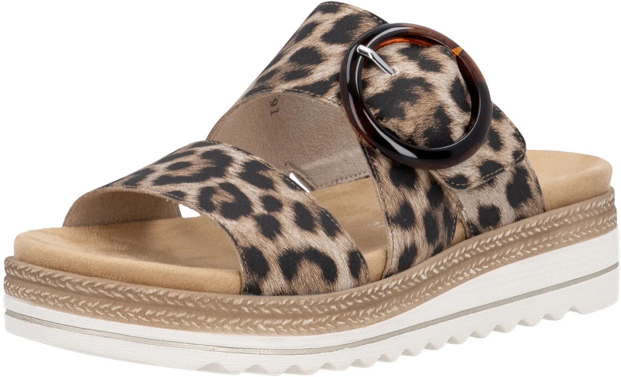 Keilpantolette REMONTE, Damen, Gr. 41, leo, Lederimitat, Schuhe, Schlupfschuh, Sommerschuh mit praktischem Klettverschluss