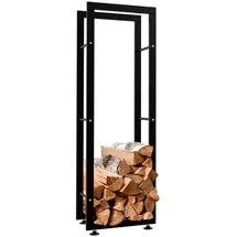 deluke Kaminholzregal Innen Metall 25 x 40 x 125 cm Schwarz