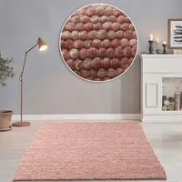 THEKO Wollteppich THEKO "Alpen", rot, B:40cm H:12mm L:60cm, Schurwolle, Teppiche, handgewebter Wendeteppich, meliert, reine Wolle, Wohnzimmer