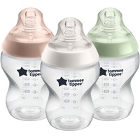 TOMMEE TIPPEE Closer to Nature Babyflaschen, Natürlich geformter Trinksauger mit Anti-Kolik-Ventil, 260 ml,