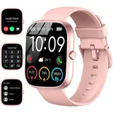 uaue Smartwatch Herren Damen, 1,91" HD Smartwatch Damen mit Telefonfunktion, Smart Watch Fitnessuhr 113+ Sportmodi, IP68 Wasserdicht, Sportuhr mit Herzfrequenz Schlafmonitor Schrittzähler, Rosa