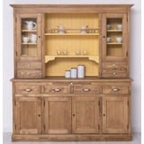 Casa Padrino Landhausstil Esszimmerschrank Braun / Gelb 180 x 50 x H. 197 cm - Massivholz Küchenschrank - Esszimmermöbel im Landhausstil - Landhausstil Esszimmer Einrichtung