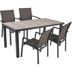 5tlg. Tischgruppe RANA Set Garten Sitzgruppe Outdoor Grau Metall Polster Möbel