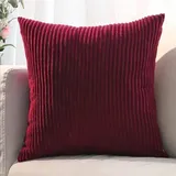 SWJ-swjssb Kissenbezug 80x80, 2er Set,Sofa Kissenbezüge 65x65,Kord Zierkissenbezug Dekokissen Sofakissen Bezug Groß Kissenhülle Dekorative Weiche Zierkissenbezüge Kissen Bezug(Burgund,80x80 cm)