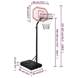 vidaXL Basketballständer Weiß 237-307 cm Polyethylen