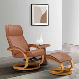 Home Affaire Relaxsessel »Paris, TV-Sessel mit Hocker und manueller Liegefunktion«, (Set, 2 St., bestehend aus Sessel und Hocker), Dreh- und Kippfunktion, NaturLEDER® braun