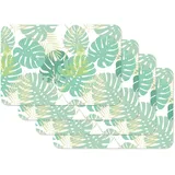 Venilia Tischset Palmenblätter Muster, Platzset für Esszimmer, Esstischmatten, Telleruntersetzer, abwischbar, lebensmittelecht, 45 x 30 cm, 4 Stück, 59107