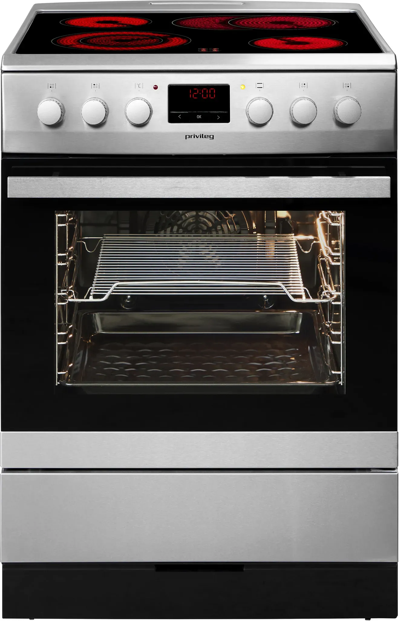 PRIVILEG Elektro-Standherd "6020CE2.334eETaD(Xv)", Energieeffizienz: A (A+++-D), edelstahl, Herdsets