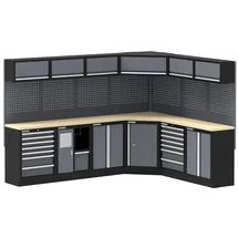 feistos Werkstatteinrichtung Werkzeugschrank Apollo 22 Grau Schwarz 291x223x46x200 cm