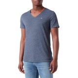 Tommy Jeans T-Shirt mit V-Ausschnitt, und Label-Stitching, Marine, L