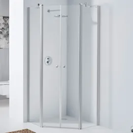 Koralle TwiggyPlus Fünfeckdusche mit Pendeltür 100 x 185 cm bronze/transparent VZ34810018AA1
