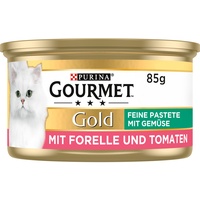 Gourmet PURINA GOURMET Gold Feine Pastete mit Gemüse Katzenfutter nass, mit Forelle und Tomaten, 12er Pack (12 x 85g)