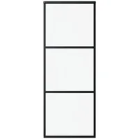 vidaXL Schiebetür ESG-Glas und Aluminium 76x205 cm Schwarz