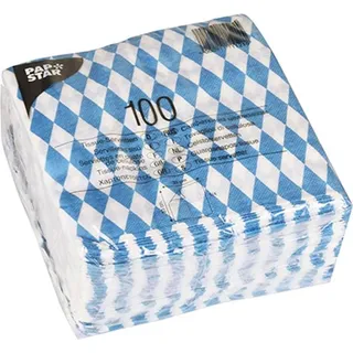 Papstar 100 Stück) 1-lagig, 1/4-Falz, 33 cm, x 33 cm bayrisch blau