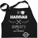 Kinderschürze Schürze Kinder Jungen Mädchen - Kochschürze - Bei Name schmeckts am besten I Geschenk Kochen Oma I Mama I Opa I Papa - 7-14 Jahre - Schwarz - junge kinderkochschürze koch schmeckt - 7-13 Jahre