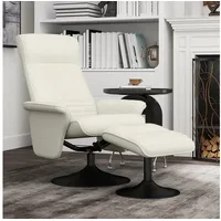 Homcom Relaxsessel mit Hocker Mikrofaser 71 x 104 x 69 cm Cremeweiß