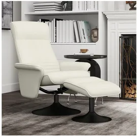 Homcom Relaxsessel mit Hocker Mikrofaser 71 x 104 x 69 cm Cremeweiß