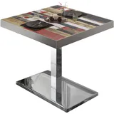 GGM Möbel BM | Bistrotisch | B:T:H 80 x 80 x 77 cm | Vintage Bunt / Edelstahl | Quadratisch | Edelstahl Rand