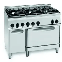 KBS Gastrotechnik KBS Gas-Herd 30 kW 6 Brenner mit Elektro-Backofen