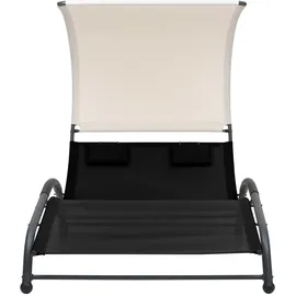 vidaXL Doppel-Sonnenliege 132 x 56 x 158 cm Schwarz