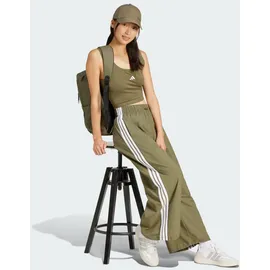 adidas Essentials 3-Streifen Lifestyle Woven Parachute Hose Braun/Olive Strata S