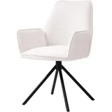 Esszimmerstuhl Hhg 851, Küchenstuhl Stuhl Mit Armlehne, Drehbar Auto-position, Samt Mvg Creme-beige, Beine Schwarz