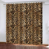 SLOYCA Vorhänge Blickdicht Gardinen mit Ösen gelber Leopard Thermo Vorhang Verdunkelung für Wohnzimmer 285x260cm BXH, Thermo Gardinen mit Raffhalter für Kinderzimmer Schlafzimmer