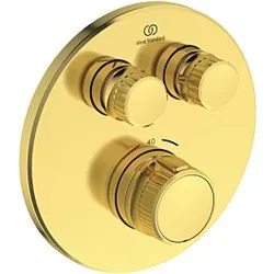 Ideal Standard CeraTherm Navigo Brausethermostat Unterputz A7296A2 rund, 2 Entnahmen, Fertigmontageset, brushed gold