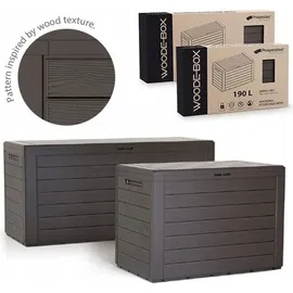 Prosperplast Woodebox Gartenbox Kissenbox Gartentruhe (190 Liter, Umbra)