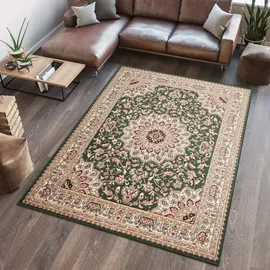 Tapiso Atlas Teppich Kurzflor Grün Beige Rot Klassischer Orientteppich Ornament Floral Mäander Vintage Wohnzimmer Schlafzimmer ÖKOTEX 300 x 400 cm