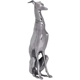 FineBuy Deko Design Dog aus Aluminium silbern Windhund Skulptur Hundestatue
