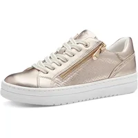 Marco Tozzi Damen Sneaker flach mit Reißverschluss Vegan, Beige (Platinum), 39 EU
