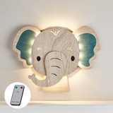 Lights4fun LED Wandleuchte Elefant Fernbedienung Timer batteriebetrieben Innenbereich Kinderzimmerdeko Wandleuchte mit Fernbedienung Kinderzimmer Wandlicht mit Fernbedienung