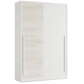 Dmora Garderobe Downey, Schlafzimmer Kleiderschrank mit 2 Schiebetüren, Schrank mit Kleiderstange und 3 Einlegeböden, 120x50h200 cm, Altweiß