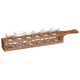 SECRET DE GOURMET - Serviertablett Für Shots, Holz, 6 Schnapsgläser