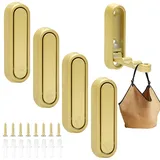 4 Stück Gold Kleiderhaken Klappbar, 90° Faltbare Wandhaken Wandhalterung Unsichtbarer Klapphaken aus Zinklegierung, Klappbare Haken Wandhaken zum Aufhängen von Handtüchern Mäntel Tasche und Schlüsseln