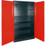 Dema - Werkzeugschrank Vollmetall Anthrazit/rot 110x192x58 Cm Werkstattschrank 4 Böden