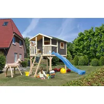 Akubi Stelzenhaus Benjamin Set A terragrau mit Rutsche blau 91207