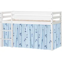 Spielbett HOPPEKIDS "ECO Dream", blau (blau, weiß), B:81cm H:105cm L:168cm, Vorhang: 100% Baumwolle, Betten, Massivholz, wahlweise in 2 Größen und 4 Farben, Matratze wählbar