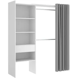 Dmora Kleiderschrank Wetterhorn, Struktur für begehbaren Kleiderschrank, offene Garderobe, 160 x 50 x 205 cm, Weiß und Grau