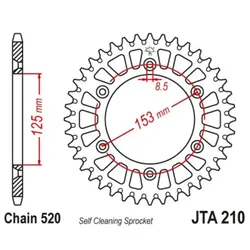 JT SPROCKETS Ultraleichte Anti-Schlamm-Aluminiumkrone 210 - 520