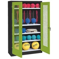 C+P Sportgeräteschrank mit Lochblech-Flügeltüren (Typ 2), HxBxT 195x120x50 cm,