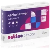 Satino Prestige Küchenrollen, 3-lagig, hochweiß 176040 , 1 Paket = 8 Packungen x 4 Rollen à 51 Blatt