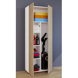 VCM Holz Besenschrank Staubsauger Putzschrank Vandol K 70 x 40 cm Braun/Weiß