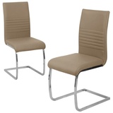 Svita LUCY 2er Set Esszimmerstühle Polsterstuhl Schwingstuhl Stühle Kunstleder Taupe