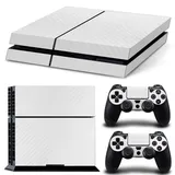 DOTBUY PS4 Skin Aufkleber Sticker Design Folie schützende Haut Schale für Sony Playstation 4 Konsole und 2 Dualshock Controller (Carbon Fiber White)