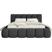 FEDVE Polsterbett Schwarz Textil, 140x200 cm, - Schwarz